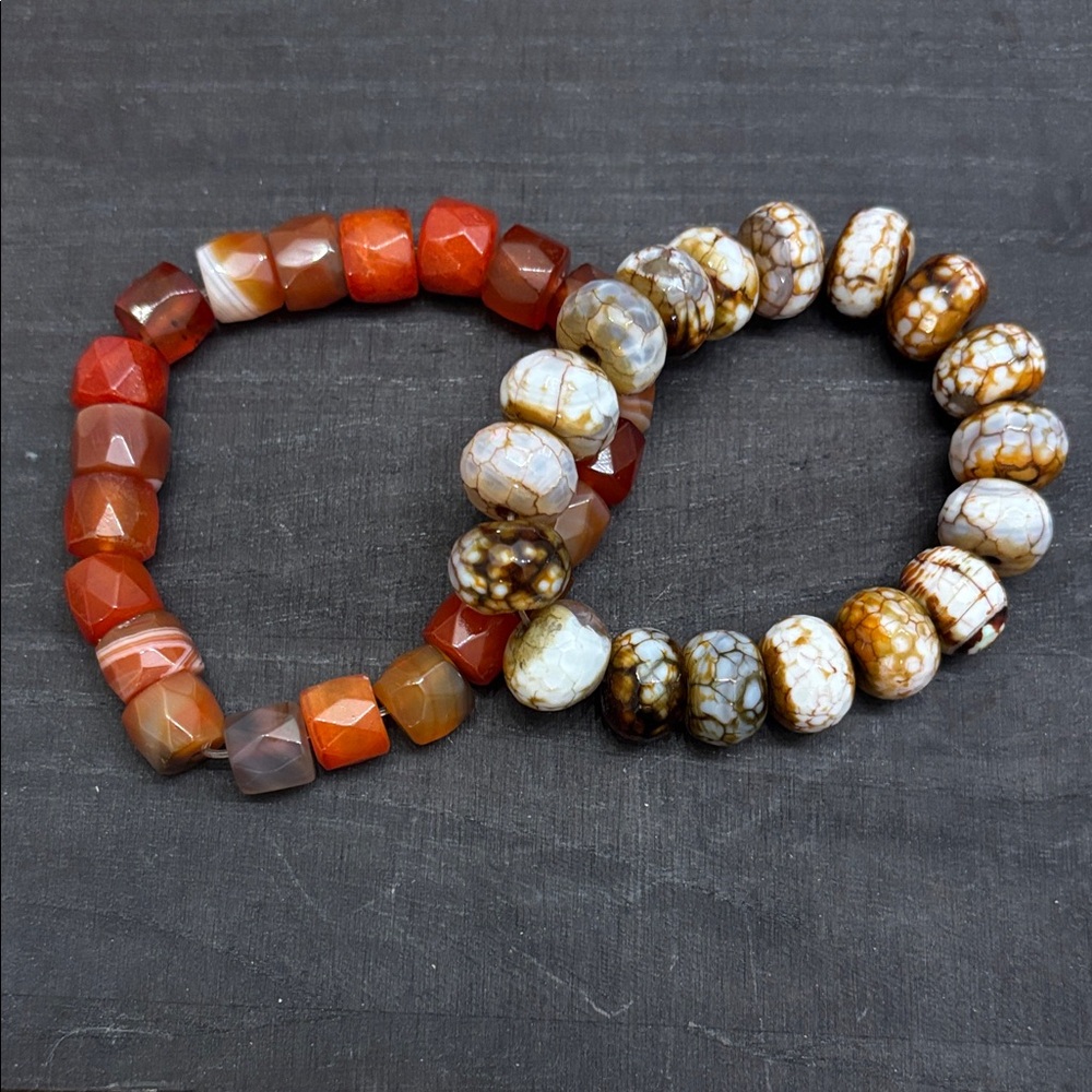 Chico's Vibrant Red and Earthy Brown Bracelet Duo